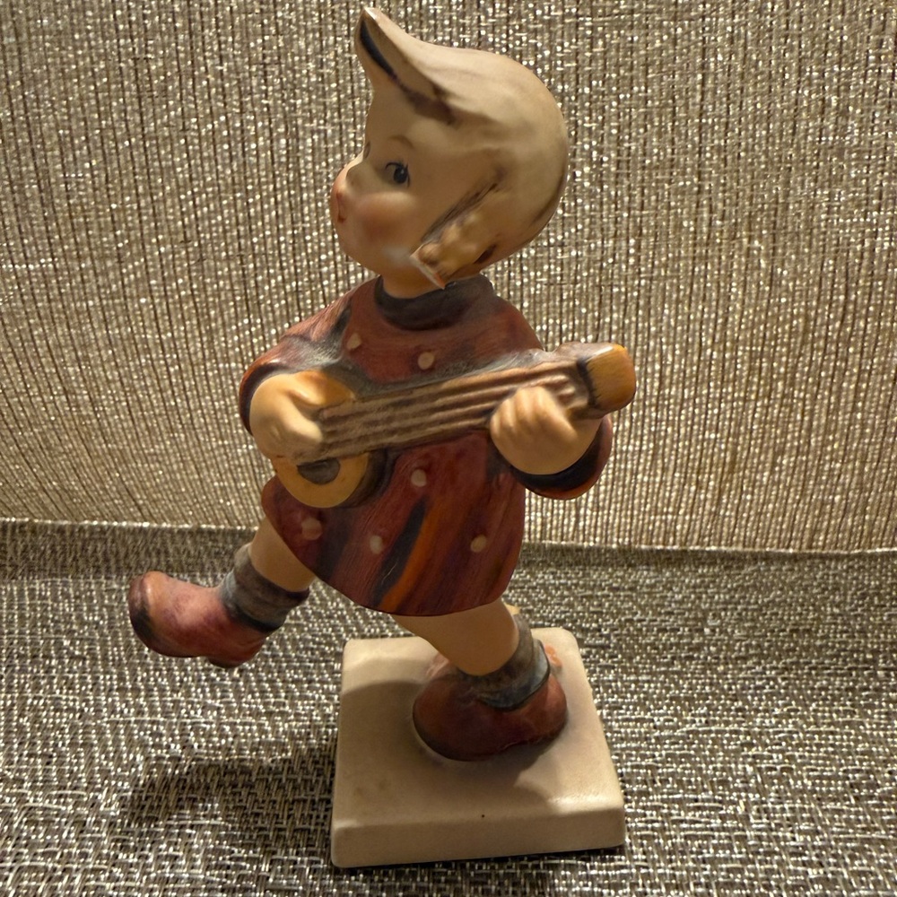 Goebel Porcelain Figurine Boy with Guitar Hand Painted 1950s